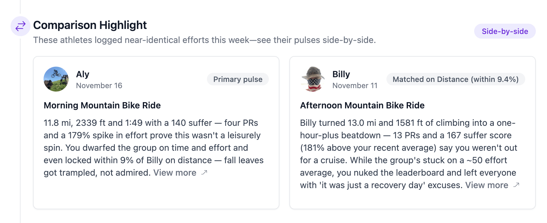 Side by Side Comparison
