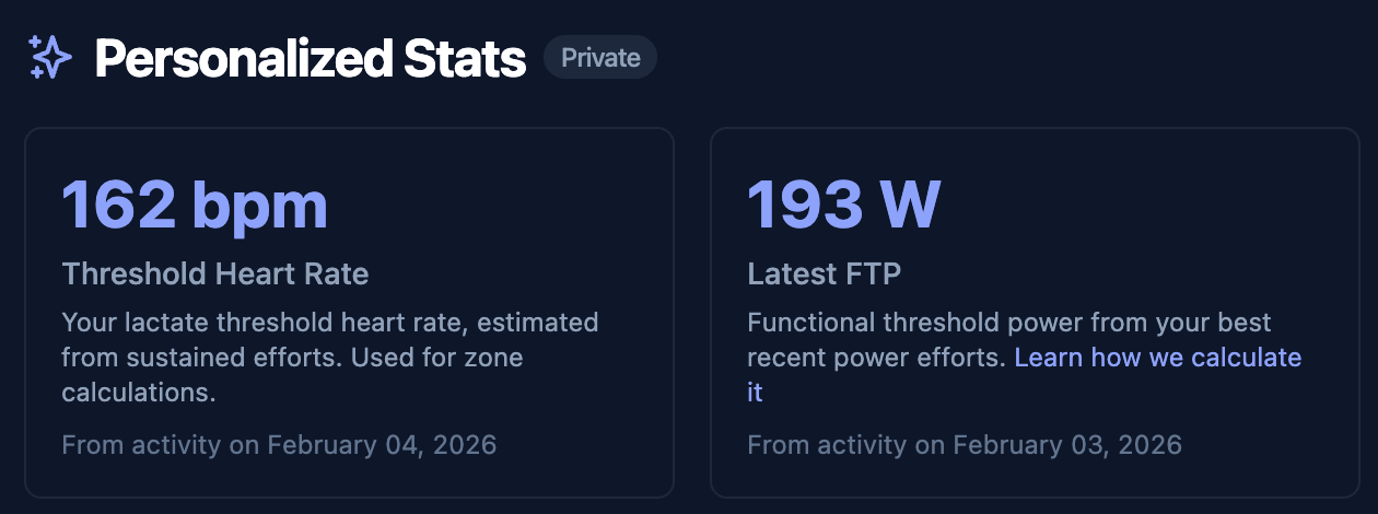 Goals and personalized stats